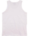 A plain white men's cotton singlet with a crew neck design and no visible branding.