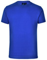 A blue unisex cotton T-shirt with short sleeves and a round neckline, featuring a logo.