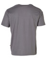 A grey short-sleeved work t-shirt featuring a branded logo.