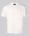 A white short sleeve T-shirt made from cooldry fabric, featuring a logo on the neckline.