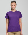 A ladies' semi-fitted tee in purple, featuring short sleeves and a round neckline. Includes a logo.