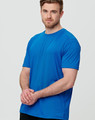 A blue men's ultra light weight performance short sleeve tee, featuring a logo on the sleeve.