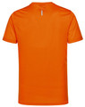An orange short-sleeve performance t-shirt with a reflective detail at the back and a logo.