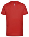 A red men’s ultra light weight performance T-shirt with short sleeves and a small logo on the back.