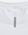 A close-up of a white men's lightweight performance T-shirt showing the neckline and tag area, with a branding label.