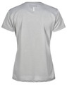 A light grey ladies' short-sleeve performance T-shirt featuring a subtle design and a logo.