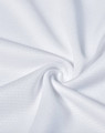 A white, lightweight fabric in a twisted pattern, showcasing its soft texture and breathable quality.