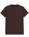 A maroon premium cotton t-shirt with a classic crew neck and short sleeves, featuring a logo.