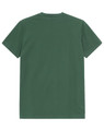 A green premium cotton men's t-shirt, featuring a plain back design and a subtle branding logo.
