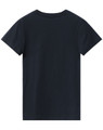 A plain black men's premium cotton tee with short sleeves and a crew neckline. Features a logo on the back.