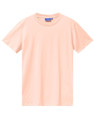 A plain peach-coloured men's premium cotton t-shirt featuring a round neckline and short sleeves, with a brand logo.