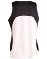 A men's sprint singlet featuring a black and white design with a mesh back and side panel construction.