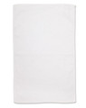 A white hand towel featuring double-sided terry texture, measuring 40x60 cm, with a branding logo present.