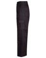 Men's black cotton drill cargo pants, featuring multiple pockets and knee pads, with a branded logo.