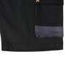 Unisex utility stretch cargo work shorts in black with multiple pockets and a logo.
