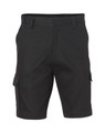 Men's heavy cotton pre-shrunk drill shorts in black, featuring cargo pockets and a branded label.