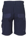 Heavy Duck Weave Dura-Wear Work Short in navy blue, featuring multiple pockets and a logo.