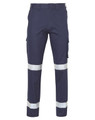 Long fit drill pants in navy blue with reflective 3M tapes and side pocket on leg. Features logo branding.