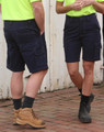 Lightweight semi-fitted Cordura work shorts in navy, featuring multiple pockets and a logo. Suitable for outdoor work.