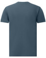A men's premium cotton short-sleeve tee shirt in a solid dark blue colour, featuring a logo on the back.