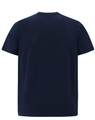A navy blue men's premium cotton short sleeve tee shirt featuring a plain back design and a logo.
