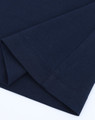 A navy blue premium cotton short-sleeve tee shirt with neatly finished seams. It features a logo.