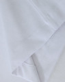 A white premium cotton long-sleeve tee shirt with a smooth finish and visible stitching details.