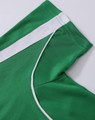 A green short-sleeve sport polo featuring a white accent, showcasing a logo on the collar area.