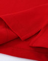 A red ladies cotton stretch polo shirt, featuring smooth fabric and neatly finished sleeves.