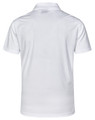 A white Men's Cooldry Textured Polo shirt featuring a collar and short sleeves, with a logo on the back.