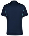 A navy blue men's polo shirt featuring contrast detailing and a logo. The shirt has a short-sleeve design.