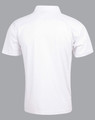 A white Kids' Cooldry Pique Short Sleeve Polo Shirt with a collar and a logo on the back.
