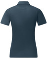 A navy short-sleeved polo shirt with a jacquard knit design and a discreet logo on the back.