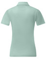 A light mint green ladies' sustainable Jacquard knit short-sleeve polo shirt, featuring a collar and a branding logo.