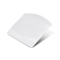 A compact ice scraper with a flat, smooth edge and serrated side, designed for clearing ice.