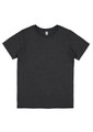 A dark grey short sleeve tee with a classic crew neck design and a logo on the label.