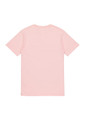 A light pink short sleeve T-shirt with a plain back and a small logo near the hem.