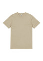 A beige short sleeve t-shirt with a simple design and a label in the neck area.