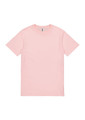 A pink short sleeve T-shirt with a plain design and a visible label at the neckline.