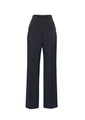 A pair of navy maternity pants with a black stretchy waistband, featuring a simple design and no visible branding.