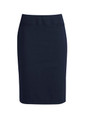 A lined skirt in dark navy, featuring a relaxed fit and a smooth, tailored design. Includes a logo.