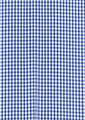 A blue and white checkered fabric pattern, featuring small squares, suitable for a button-up shirt design.