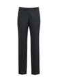 Black men's adjustable waist pants with a straight leg design, featuring a waistband and no visible pockets.