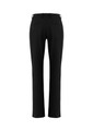 Black women's slacks with a straight-leg design and two back pockets, featuring a branding logo on the waistband.
