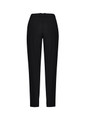 A pair of black women's slim leg pants with a comfort waist design, featuring a waistband and pockets.