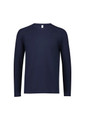 A navy long sleeve men's performance tee shirt with a crew neck and raglan sleeves, featuring a logo.