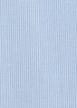 A light blue micro check fabric ideal for a men's button-up shirt, featuring a subtle check pattern and a branding logo.