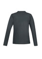 A long sleeve polo shirt in dark green, featuring a simple design with a logo. Back view displayed.