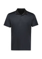 A short sleeve polo shirt in black, featuring a collar and a logo on the chest.
