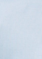 A light blue button-up shirt with a subtle striped pattern. The shirt features short sleeves and has a logo.